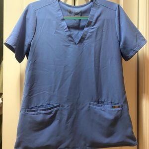 FIGS Three Pocket Ceil Blue Scrub Top